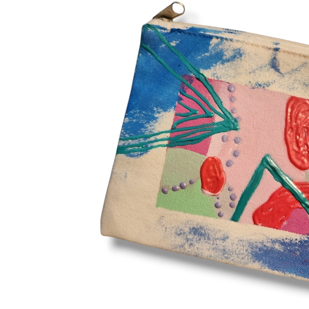Handpainted Abstract Mod Artwork Small Clutch - Picture 3 of 4